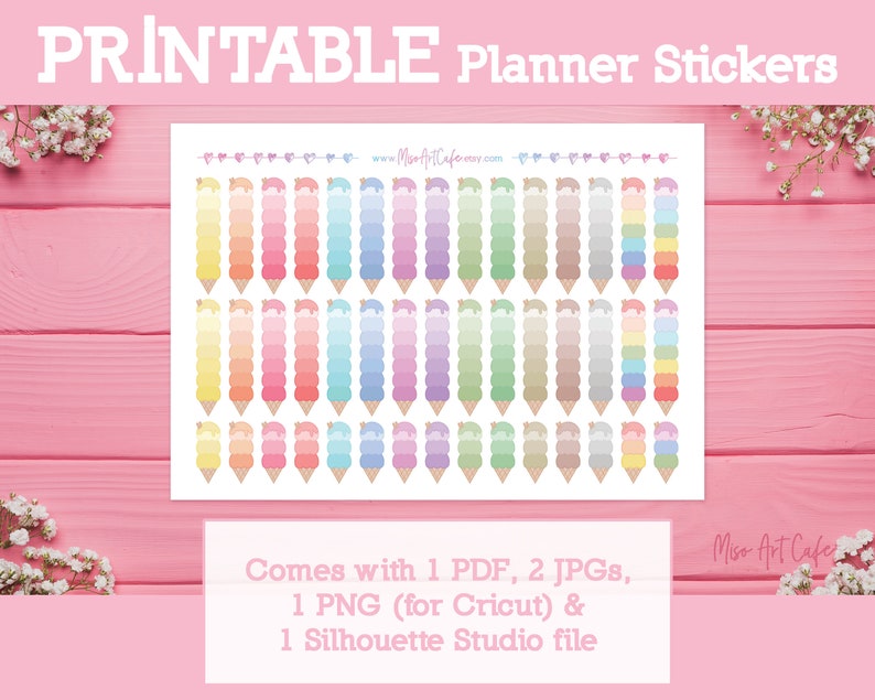 3in1 Dessert Checklist Printable Planner Stickers Daily Etsy