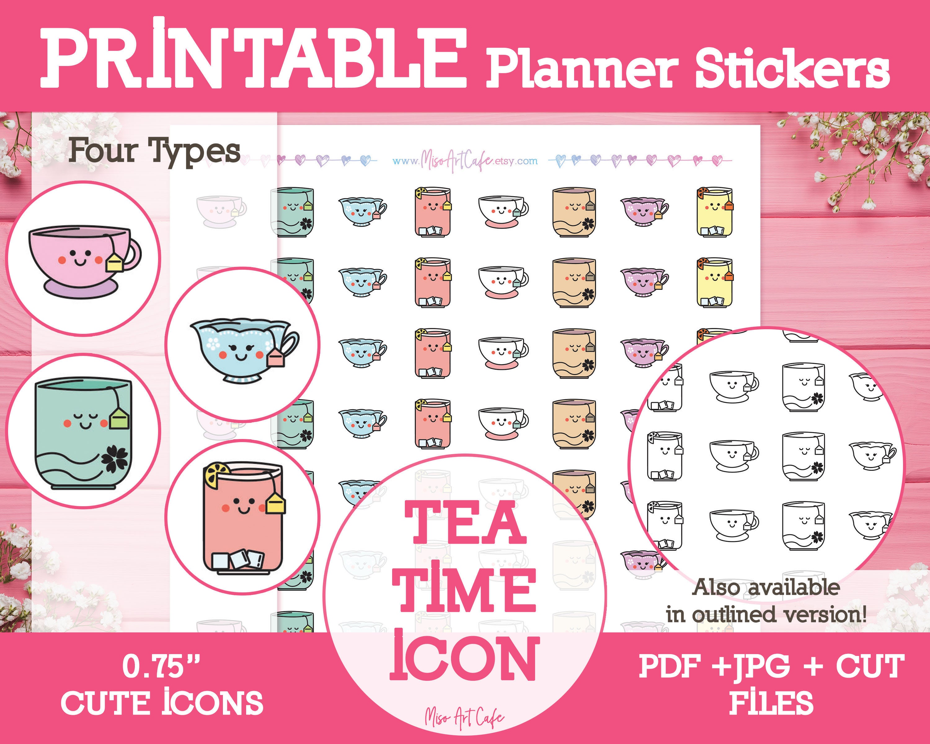 Paper & Party Supplies Stickers Planner Stickers PLAN TIME Icon Planner ...