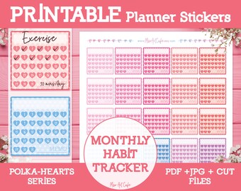 Monthly Habit Tracker Printable Planner Stickers Rainbow | Etsy
