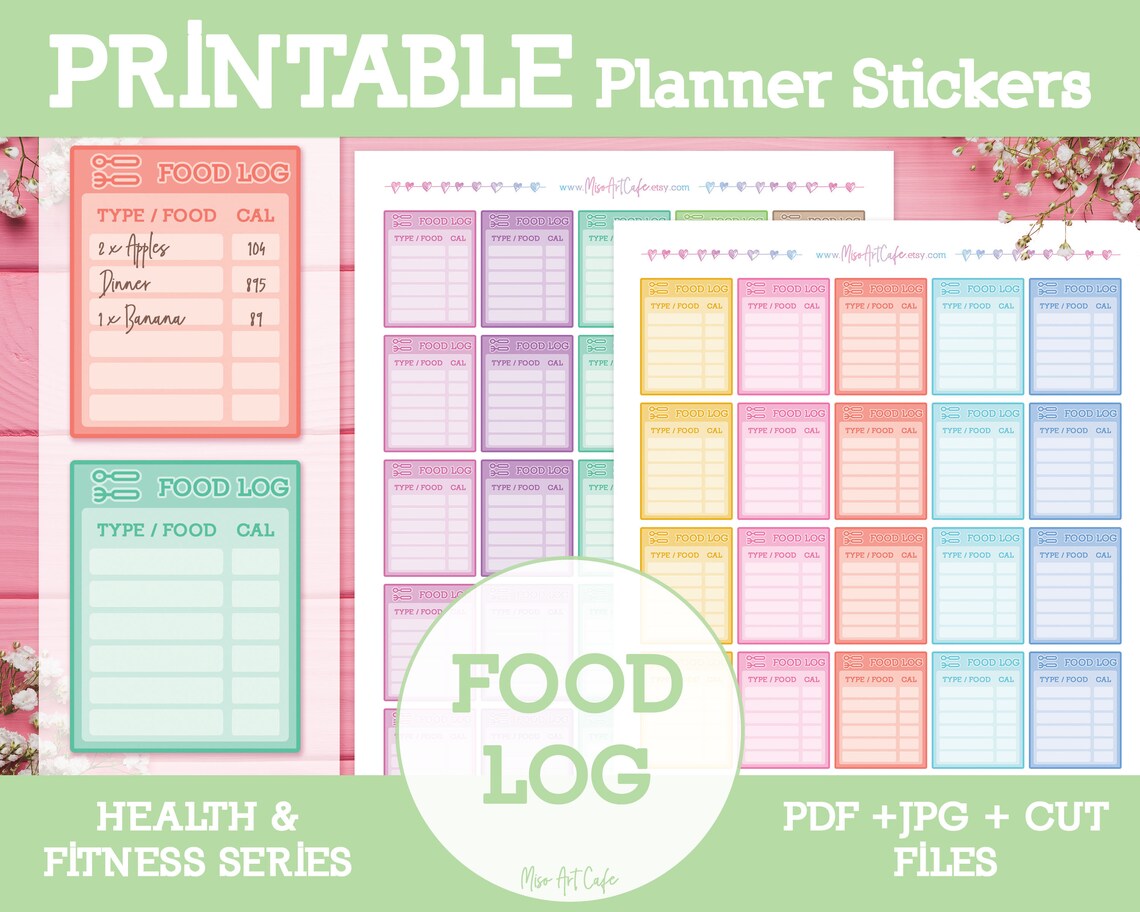 Food Log Printable Planner Stickers Instant Download Daily - Etsy