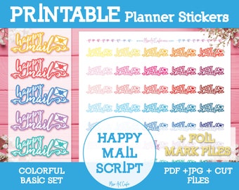 Happy Mail Printable Planner Stickers Instant Download | Etsy