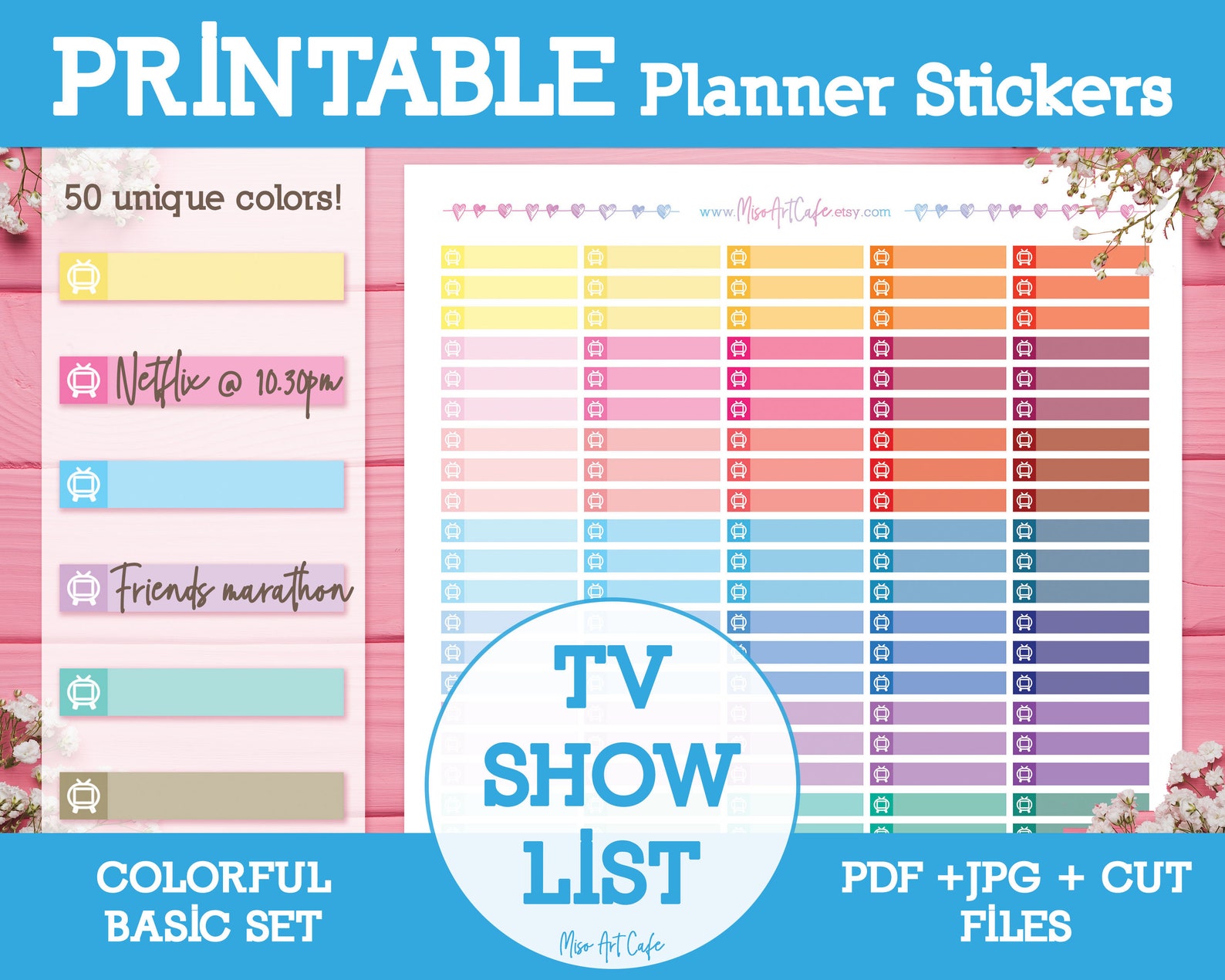 TV Show / Watch List Printable Functional Planner Stickers - Etsy