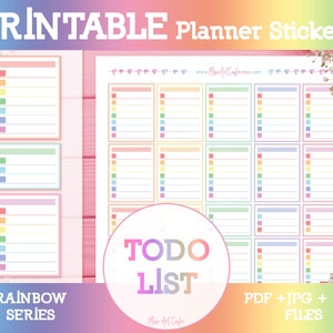 To Do List Planner Printable Rainbow Functional Stickers Instant ...
