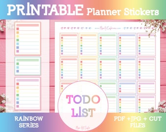 To Do List Planner Printable Rainbow Functional Stickers - Instant Download | Daily Planner | Bullet Journal | Erin Condren Planner Stickers