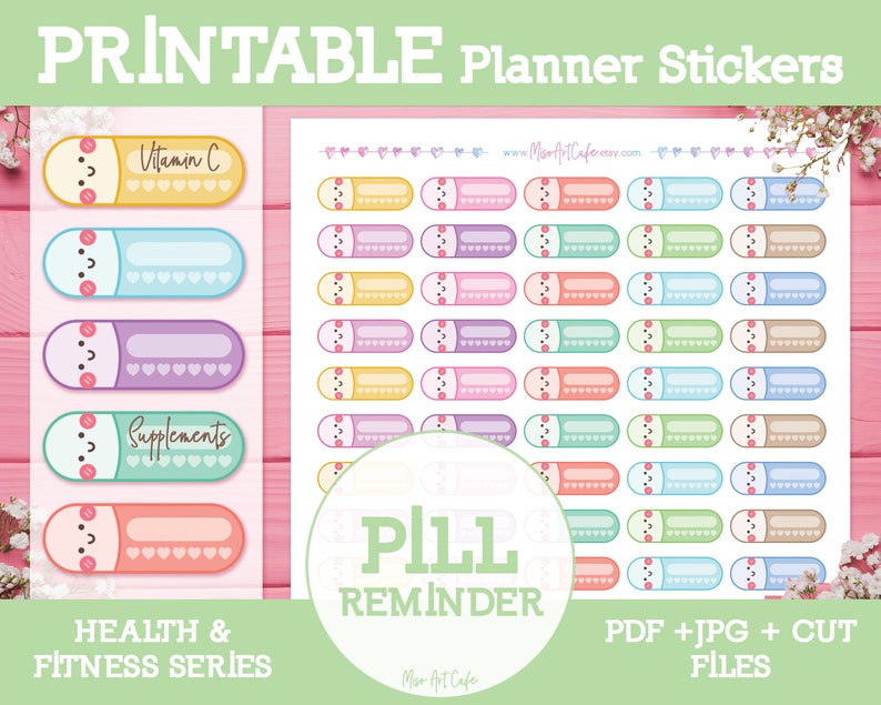 Pill Reminder Printable Planner Stickers Instant Download - Etsy