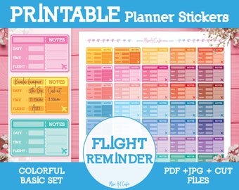 Flight Reminder Printable Functional Planner Stickers - Instant Download | Weekly Planner | Travel Stickers | Happy Planner | Erin Condren