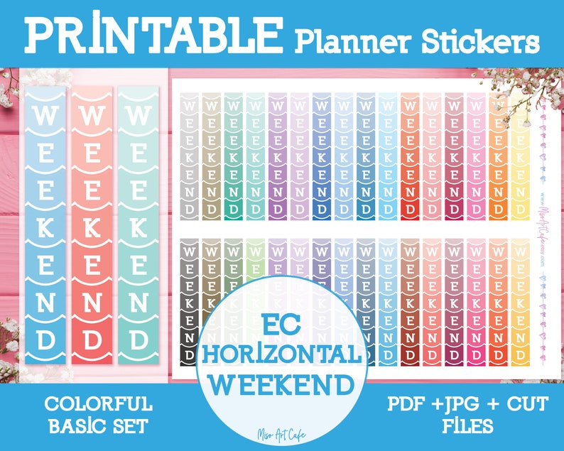 EC Horizontal Weekend Banner Printable Planner Stickers | Etsy