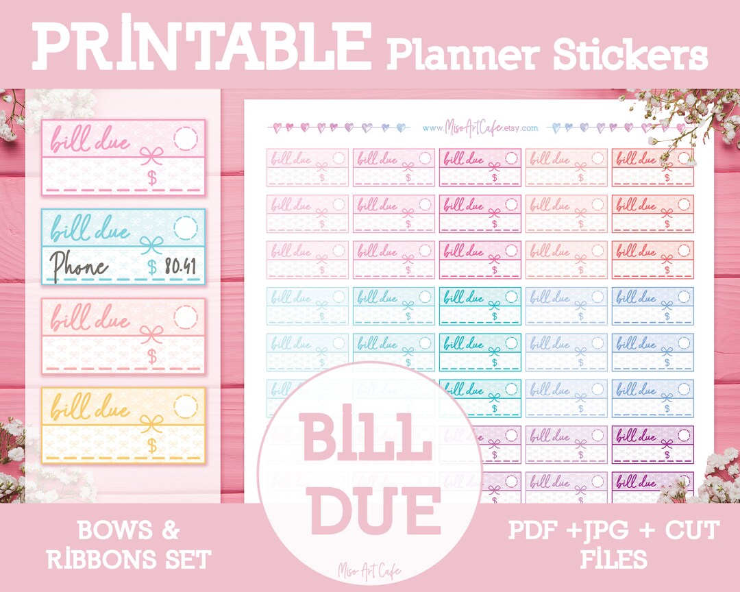 Bill Due Printable Planner Stickers Instant Download Daily Planner ...