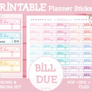 Bill Due Printable Planner Stickers Instant Download Daily Planner ...