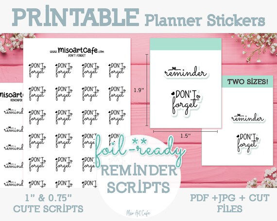 Reminder Script Printable Planner Stickers Instant Download | Etsy