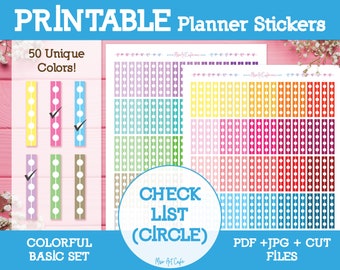 Circle Checklist Printable Planner Stickers -  Daily Planner | Bullet Journal Stickers | Erin Condren Planner Stickers | Checklist Stickers