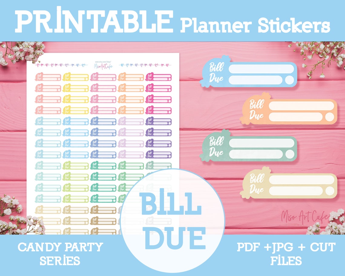 Bill Due Planner Printable Cute Functional Stickers Monthly Etsy