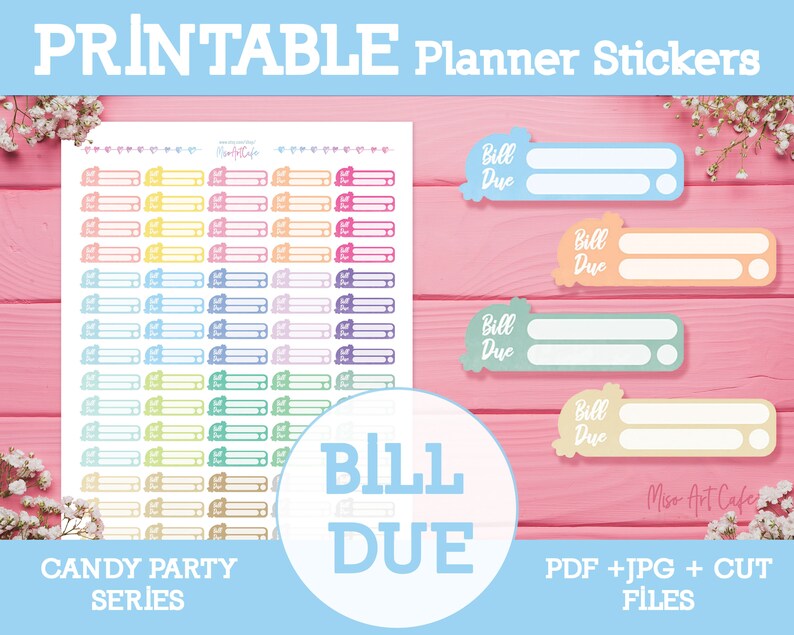 Bill Due Planner Printable Cute Functional Stickers Monthly - Etsy