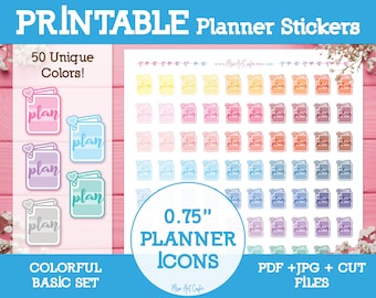 Planner Icons Printable Functional Planner Stickers - Instant Download | Weekly Planner | Bullet Journal Stickers | Happy Planner Stickers