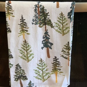 Forest Print Tea Towel: Evergreen Kitchen Decor, Nature Lover Gift