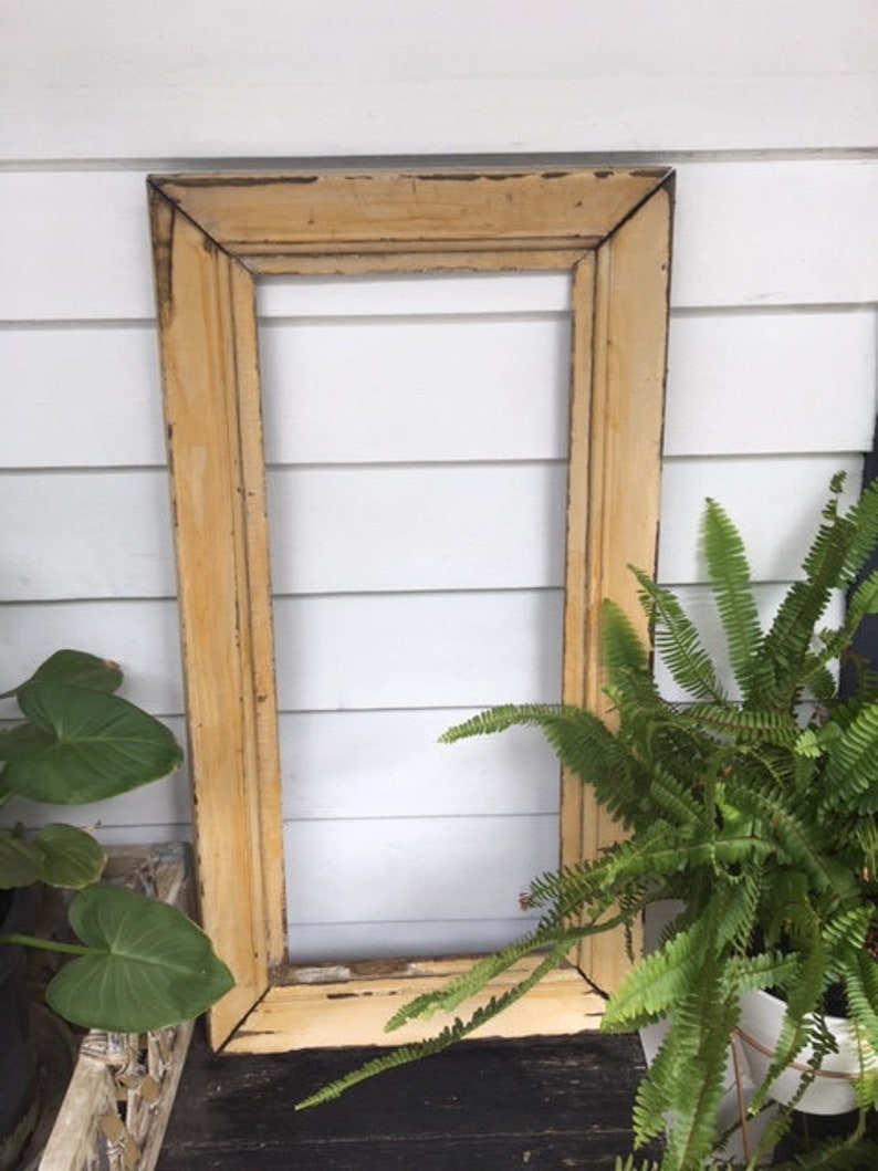 Large Old Picture Frame Lovely Yellowish Patina