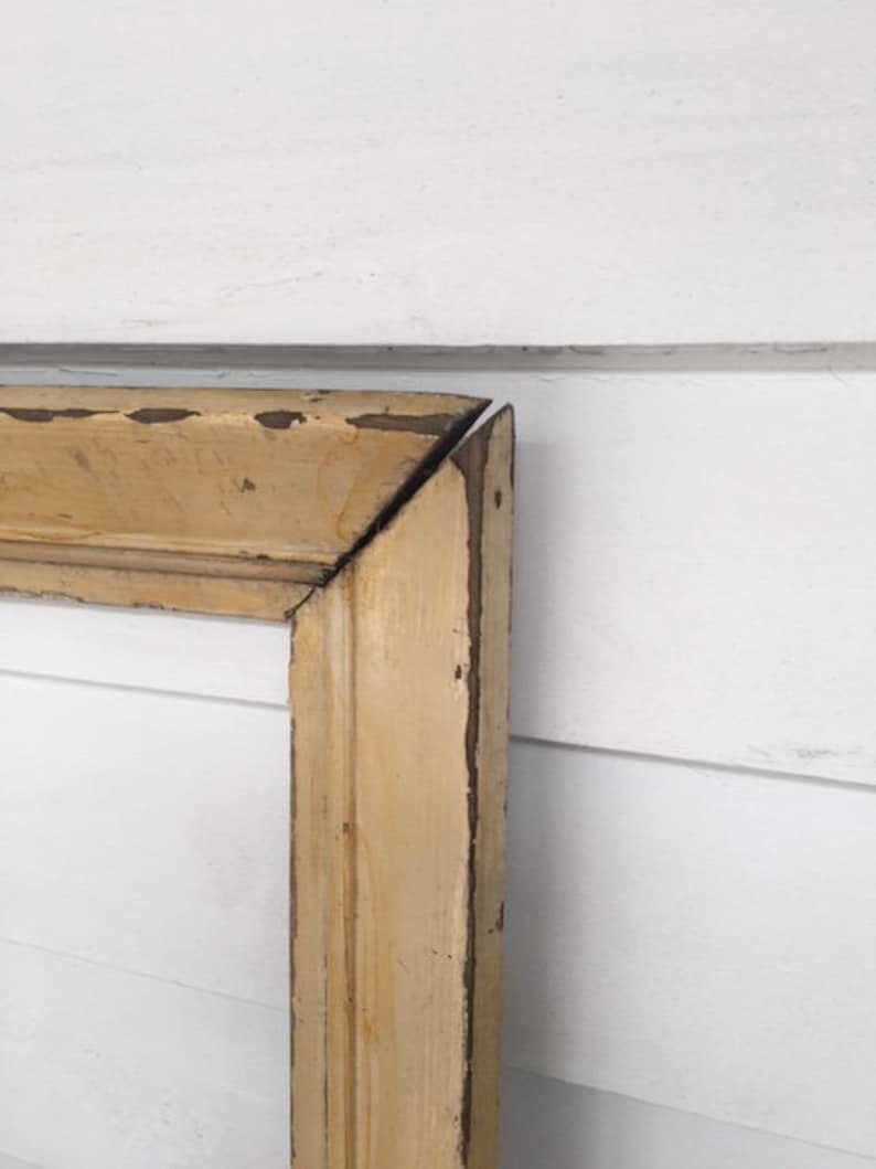 Large Old Picture Frame Lovely Yellowish Patina