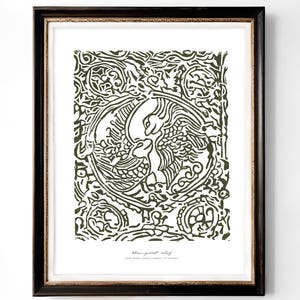 Ancient Khmer Parrot Relief Giclée Art Print, Linocut Archival Art Print, Cambodia, Angkor Wat Art, Bird Art, Wall Art, Home Decor