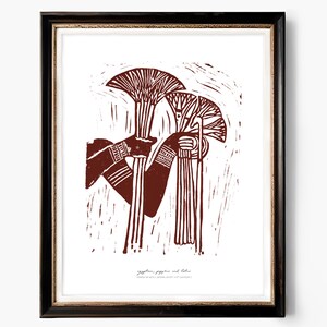 Ancient Egyptian Papyrus & Lotus Giclée Art Print, Linocut Archival Art Print, Ancient Egypt, Wall Art, Office Decor, Home Decor