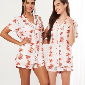 Bachelorette pajamas Tropical wedding pajamas Bridal Party pajamas Cotton pajama Set Bridesmaid Gifts Proposal Gifts Personalized PJs