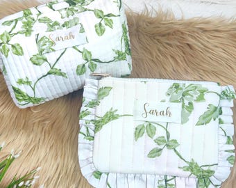 Sminkväskor för brudtärnor, Resekit med 2 delar, Personlig present till brudtärnorna, Presentidéer för brudtärnor, Sminkväska med blommotiv för henne