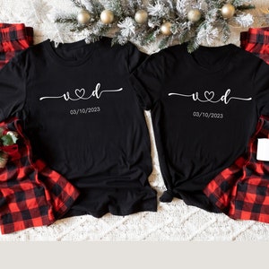 Valentines Gift for Him, Valentines Gift for Her, Couples Pajamas, Gift for Valentines Monogram shirt with pants, Matching Couples Pajamas