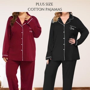 Plus Size Pajamas, Cotton Pajama Set, Bridesmaid pajama set, Bridal Party Pajamas, Bridesmaid Pjs, Bride Pajamas, Bachelorette Pajamas