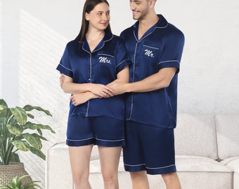 Couples Gift, Matching Couples Pajamas, Matching Satin Pajamas, Gift for Him, Gift for her, Gift for Husband, Gift for Wife