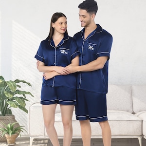 Couples Gift, Matching Couples Pajamas, Matching Satin Pajamas, Gift for Him, Gift for her, Gift for Husband, Gift for Wife