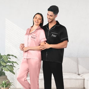 Couple Pajamas, Couples Gift, Matching Satin Pajamas, Gifts for Him, Gifts for Her, Gifts for the couple, Valentine Pajamas