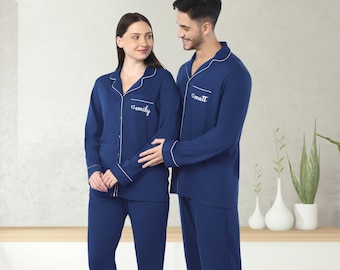Couple Matching Pajamas with Custom Initials. Personalized Husband