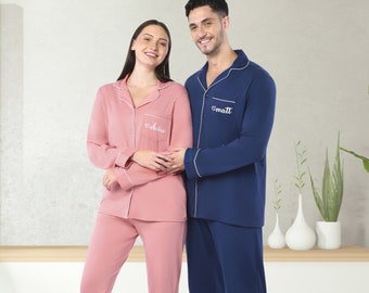 Cotton Pajamas, Couple Pajamas, Couples Gift, Matching Satin Pajamas, Gifts for Him, Gifts for Her, Gifts for the couple, Valentine Pajamas