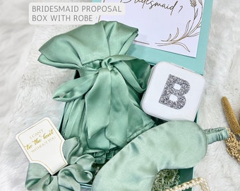 Bridesmaid Gift Box with Robe Personalized Proposal Box with Satin Robe Will You Be My Bridesmaid