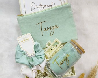 Bridesmaid Proposal Box with Makeup Bag and Tumbler Personalized Proposal Box with Cosmetic Bag and Tumbler Will You Be My Bridesmaid