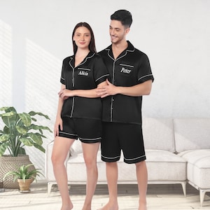 Couple Pajamas, Gifts for the Couple, Custom Pajamas, Anniversary gift, Matching Satin Pajamas, Custom Pajama Set, Valentine Pajamas