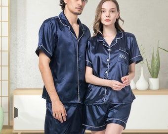 Paar Pyjamas, Flitterwochen Geschenk, Individuelle Passende Pyjamas, Jubiläumsgeschenk, Pyjamas Sets mit Namen