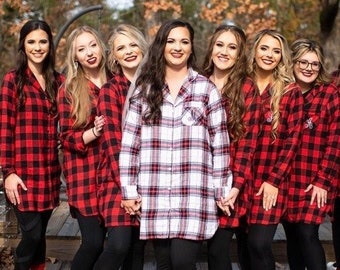 Bridesmaid Button Down Shirts, Bridesmaid Flannel Shirts, Flannel Shirt Bridal, Flannel Shirt Bridal Party, Bridesmaid Flannel Robes