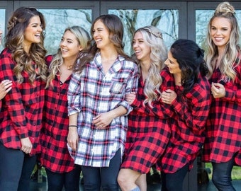 Bridesmaid Flannel, Bridesmaid Flannels, Flannel Shirt, Wedding Flannels, Set of Bridesmaid Flannel Robes, Flannel Robe Bridal