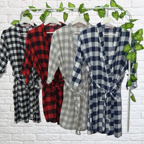 Flannel Robes, Bridesmaid Robes Flannel, Plaid Bridesmaid Robes, Wedding Flannels, Set of Bridesmaid Flannel Robes, Flannel Robe Bridal