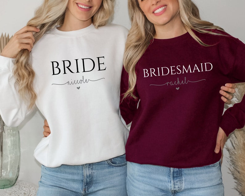 Personalized Gift for Bride, Bridal Party Gift, Custom Sweatshirt, Bridesmaid Shirt, Bridesmaid proposal, Custom Sweater, Bridal Shower Gift image 1