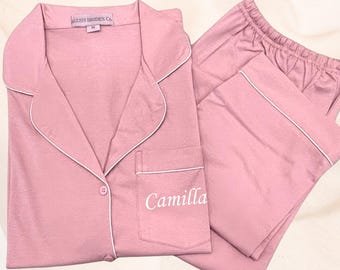 Soft Bridesmaid Pajamas, Bridesmaid pjs, Wedding Party Pajamas, Personalized Pajama, Bridal Party Pjs, Bridesmaid Proposal gift, Embroidered