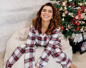 Christmas Pajamas, Family Matching Plaid Buffalo Christmas Pajamas Set, Customized Pajamas, Personalized Pjs