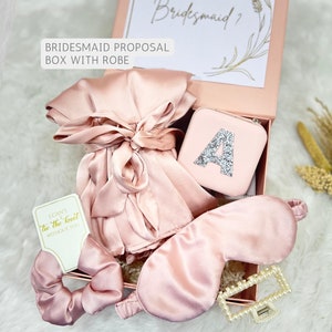 Brautjungfer Geschenkbox mit Robe Personalisierte Vorschlagsbox mit Satinrobe Willst du meine Brautjungfer sein