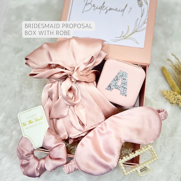 Bridesmaid Gift Box with Robe Personalized Proposal Box with Satin Robe Will You Be My Bridesmaid