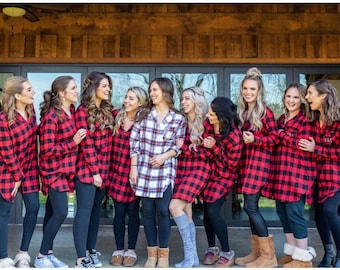 Bridesmaid Flannel, Bridesmaid Flannels, Flannel Shirt, Wedding Flannels, Set of Bridesmaid Flannel Robes, Flannel Robe Bridal