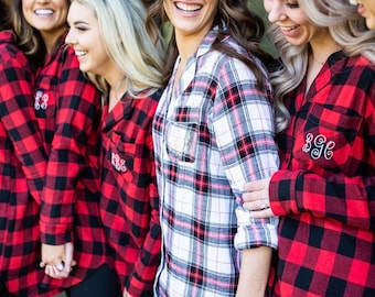 Bridesmaid Flannel, Bridesmaid Shirts, Bridesmaid Plaid Shirts, Bridal party flannel shirts, flannel sleepshirt, oversized