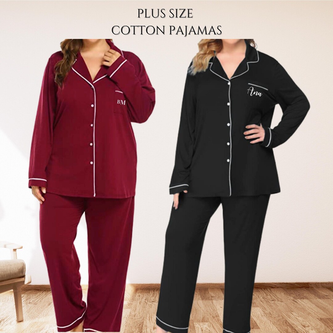 Plus Size Pajamas Cotton Pajama Set Bridesmaid Pajama Set Bridal Party Pajamas Bridesmaid Pjs Bride Pajamas Bachelorette Pajamas Etsy