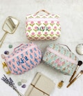 Monogram Makeup Bag, Embroidered Block Print Toiletry Bag, Travel Cosmetic Pouch, Bridesmaid Gifts Proposal, Train Case, Bridal Party Gifts product logo