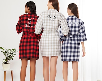 Robes de demoiselle d'honneur en flanelle, robes de demoiselle d'honneur, robes de mariée personnalisées, flanelles, flanelle de mariage, peignoir en coton, robes de mariée
