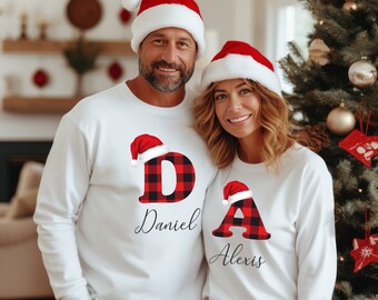 Sweat-shirt pour couple, chemises de Noël pour couple, sweat-shirt de Noël pour lui et elle, pyjamas de famille, sweat-shirt des fêtes, sweat-shirt de Noël pour femme